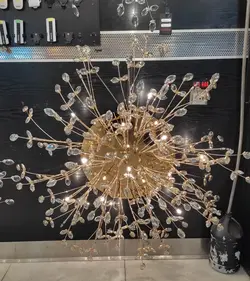 لوستر مدرن سقفی وارداتی استیل و کریستال خوشه گندمی کد CE1021