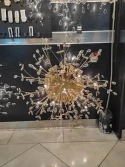 لوستر مدرن سقفی وارداتی استیل و کریستال خوشه گندمی کد CE1021