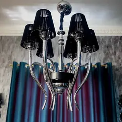 لوستر نئوکلاسیک مشعل استیل مشکی 6 شاخه کد F1022