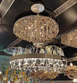 لوستر وارداتی کریستال سفید دودی مگنتی 60 سانتی کد cr1013