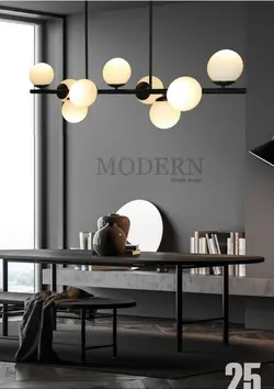 لوستر لاینر وارداتی مشکی حباب سفید کد CE1039