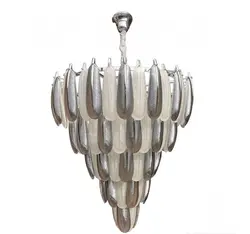 لوستر پذیرایی کریستالی وارداتی برگی طبقاتی سفید کروم کد H1088