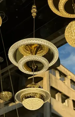لوستر آویز مدرن وارداتی مدل کروشا نقره‌ای توپ سیاره‌ای کد M1049