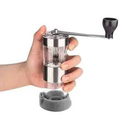 آسیاب قهوه شیشه ای دستی با پایه سیلیکون