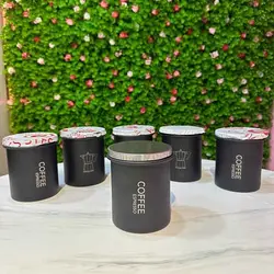 بانکه درب استیل 300 گرمی فلزی قهوه
