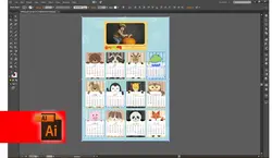 طرح تقویم لایه باز کودک 99 AI PDF PSD