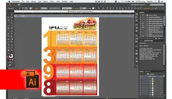 طرح تقویم لایه باز فست فود 98 AI PDF PSD