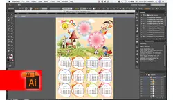 دانلود تقویم 98 کودکانه لایه باز AI PDF PSD