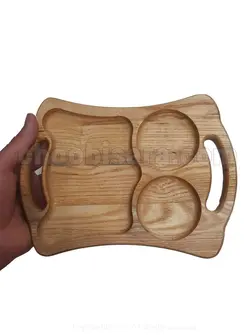 سینی چوبی سرو قهوه و تنقلات ۲۴ سانتی‌متری کد 390