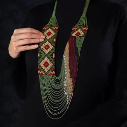 گردنبند رومانتویی (سوزندوزی و منجوق بافی)