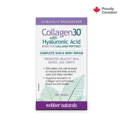 قرص کلاژن با هیالورونیک اسید Webber Naturals Collagen30 وبر نچرالز (180 عددی)