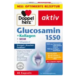 کپسول گلوکوزامین دوپل هرز اکتیو آلمانی دوز 1550 با کلاژن هیالورون و ویتامین K.C.D