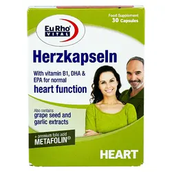 هرتز کپسول پلاس امگا و کیوتن یوروویتال 30 عددی Eurho vital Herzkapseln Plus Omega And Q10 30 Caps