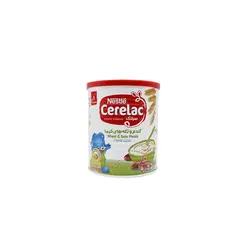 سرلاک گندم و تکه های خرما به همراه شیر نستله