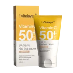 کرم ضد آفتاب بژ روشن ویتالیر SPF50 حاوی ویتامین C حجم 40 میلی لیتر