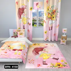 پوستر دختر و چتر زمینه رنگی