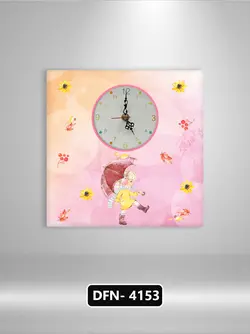 ساعت ابعاد 30*30 طرح دختر و چتر زمینه رنگی
