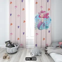 پرده پانچی اتاق کودک مدل پری های دریایی