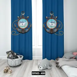 پرده پانچی اتاق کودک مدل کشتی و جت