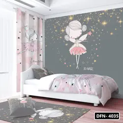 پرده زبرا اتاق کودک مدل دختر فرشته