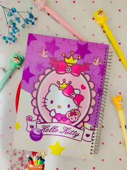 دفتر خط دار جلد سخت 100 برگ طرح هلو کیتی