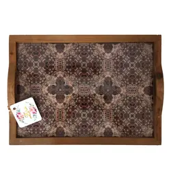 سینی دور چوبی ترمو کف شیشه ای