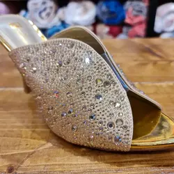 کفش صندل مجلسی زنانه مدل سنگ کاری شده پاشنه ۱۰ سانت