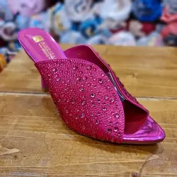 کفش صندل مجلسی زنانه مدل سنگ کاری شده پاشنه ۱۰ سانت