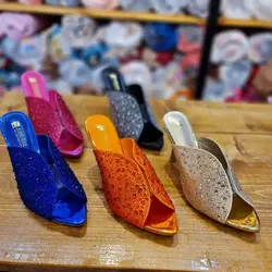 کفش صندل مجلسی زنانه مدل سنگ کاری شده پاشنه ۱۰ سانت