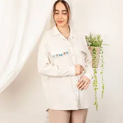 شومیز لینن دوجیب سنگ دوزی LOBAS