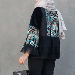 مانتو خرجکار هندی استین پلیسه BELUE MARLIN