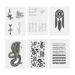 تتو موقت مدل خوشنویسی و فانتزی مجموعه 100 عددی به همراه اسپری تتو موقت