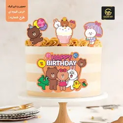 تصویر و تاپر کیک خرس قهوه ای