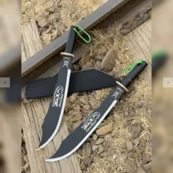 چاقو بامبو تیغه مشکی و دسته چوبی