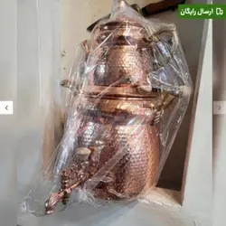 قوری و سماور رو گازی مسی خالص چکش کاری شده به وزن 1.7 کیلوگرم