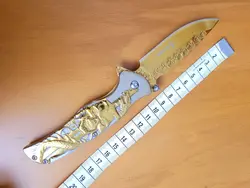 چاقو جیبی اسکلت طلایی تمام فلزی (اصل)