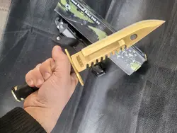 کارد شکاری m9 ام۹ انتاریو طلایی مدل سرنیزه اورجینال و اصلی قابل اتصال به اسلحه کلاش