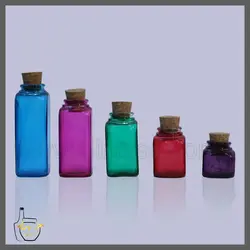 ویال چهارگوش رنگی درب چوب پنبه ای