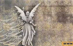 پوستر دیواری پتینه طرح مجسمه و خوشنویسی