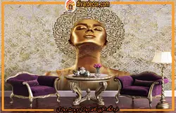 پوستردیواری چهره طلایی و خوشنویسی