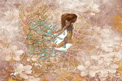 پوستر دیواری چهره و خوشنویسی در حال دویدن