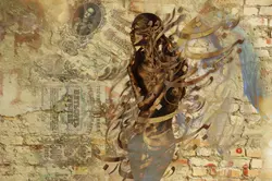 پوستر دیواری چهره و خوشنویسی با طرح لاکچری