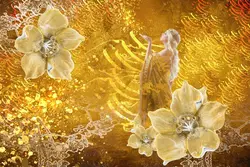 پوستر دیواری چهره و خوشنویسی طلایی