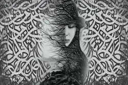 پوستر دیواری سه بعدی سیاه سفید خوشنویسی