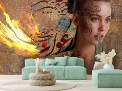 پوستر دیواری چهره زن و خوشنویسی 3