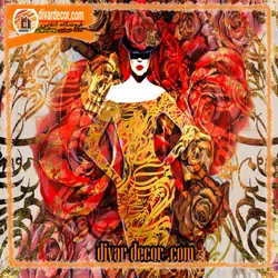 پوستردیواری طرح زن زیبا و خوشنویسی