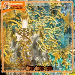 پوستردیواری خوشنویسی فیروزه ای طلایی