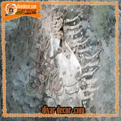 پوستردیواری طوسی چهره و خوشنویسی