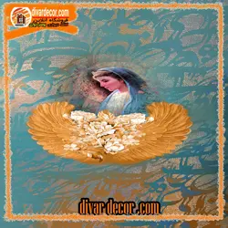 پوستردیواری خوشنویسی و زن رنگ فیروزه ای