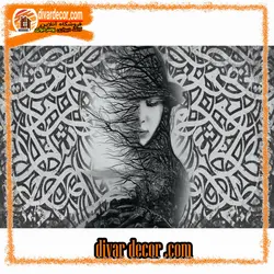 خرید پوستردیواری چهره زن و خوشنویسی